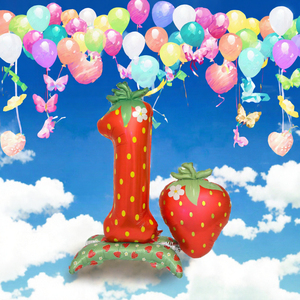 Globo de Aluminio con Forma de Fresa de 42 Pulgadas, Número 1, Decoración para Fiestas de Cumpleaños y Celebraciones de Año Nuevo - Product Image 3