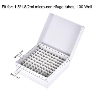 กล่องเก็บหลอดเซ็นทริฟิวจ์แบบกันน้ำ 100 ช่อง ทำจากพลาสติก PP สีขาว สำหรับหลอดไมโครขนาด 1.5 1.8 2 มล. - Product Image 4