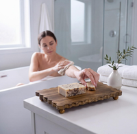 Plateau sur pied en bois pour salle de bain et comptoir de cuisine, rehausseur rustique pour savon, plantes et décoration, présentoir de style ferme