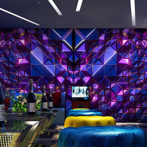 Mural de Pared 3D con Diseño Geométrico de Neón, Papel Tapiz Autoadhesivo de Neón Azul y Morado Estilo Cyberpunk para Decoración de Paredes de Salas de Juego y Bares - Product Image 4