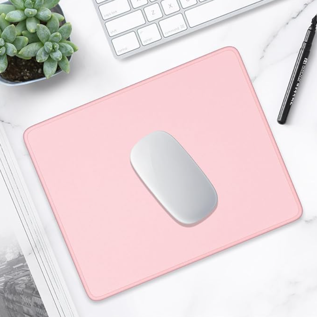 Premium-Textured Square Mousepad 10.2 X 8.3 in Stitched Edge Anti-Slip Waterproof Rubber Mouse Mat, Office Laptop Women Pink