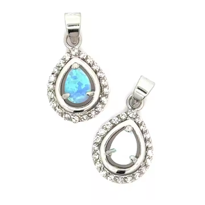 Collar de ópalo de oro rosa con diseño de número de Zirconia cúbica Acabado en rodio Colgante nupcial de doble piedra y encanto Joyería fina - Product Image 6