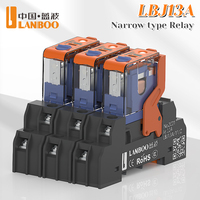 Relais intermédiaire LANBOO, boîtier en plastique, option LED, montage sur rail DIN, 12V, 5 broches, courant nominal 12A, SPDT/DPDT, contact 1CO/2CO