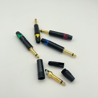 Prise jack audio TRS 6,35 mm noire à 3 broches plaquée or, mono/stéréo, connecteur jack mâle 6,5 mm (1/4 pouce) pour guitare, connecteurs stéréo
