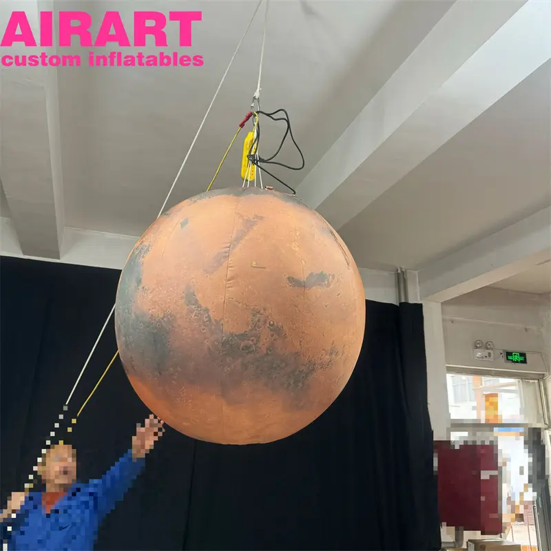 Planètes gonflables de Mars de style suspendu de taille sur mesure, ballon gonflable de boule d'étoile de Mars à vendre