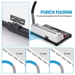 Máy đóng sách 21 lỗ, 450 tờ, máy đóng gáy lò xo, máy đóng gáy xoắn ốc cho khổ giấy Letter, A4, A5 hoặc nhỏ hơn - Product Image 3