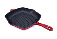 Panci Penggorengan besi cor 26cm, persegi, wajan penggorengan untuk rumah restoran untuk memasak Steak daging sapi