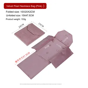 शानदार वर्ग मखमली गहने स्नैप प्रदर्शन संग्रह बैग उत्कृष्ट क्लासी मोती हार रोल स्टोरेज अवधारणा - Product Image 6