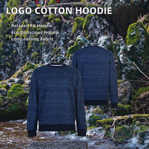 TOPWL443526สเวตเชิ้ตมีฮู้ดปักลายผ้าโพลีเอสเตอร์/ ผ้าฝ้ายทรงหลวมใส่สบายเป็นมิตรต่อสิ่งแวดล้อมโลโก้ด้านหน้าย้อมสีเรียบ - Product Image 2