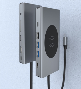 Adaptador <span class=keywords><strong>USB</strong></span> <span class=keywords><strong>C</strong></span> Hub con 4K HDTV VGA Ethernet RJ45 Cargador inalámbrico 100W PD SD/TF Estación de acoplamiento para <span class=keywords><strong>MacBook</strong></span> <span class=keywords><strong>Pro</strong></span> Huawei Lenovo - Product Image 2