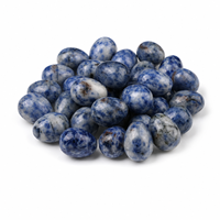 Mini-œufs en pierre naturelle bleue tachetée 15x20mm polis, décorations de Pâques, cadeau pour enfants, vente en gros