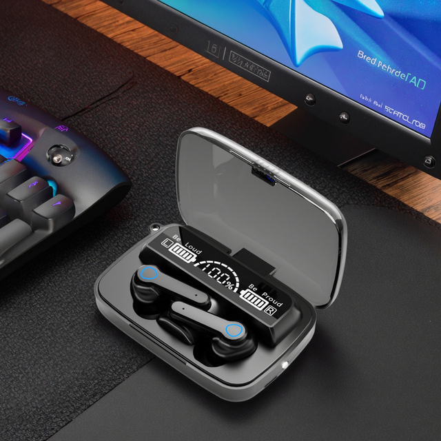 M19 HiFi Stereo 9D Wireless Earbuds Noise Reduction In-Ear Headset Waterproof Power Bank LED Digital Battery for Sports Gaming