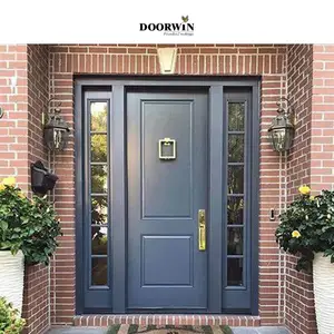 Doorwin Factory directly thermal break low-E Powder coated black solid wood entry front doors