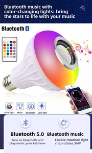 <span class=keywords><strong>Ampoule</strong></span> LED NIACONN 12W avec fonction musicale pour haut-parleur, contrôle de la luminosité, culot E27, alimentation secteur, usage résidentiel, en plastique - Product Image 3
