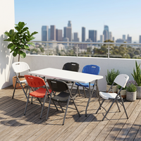 Table pliante rectangulaire moderne en plastique HDPE blanc, légère, pour intérieur et extérieur, idéale pour la restauration, les banquets, les pique-niques et les hôtels - Vente chaude