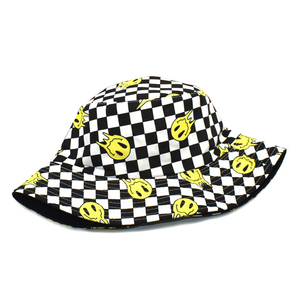 Hip Hop soleil casquettes extérieures femmes hommes <span class=keywords><strong>Bob</strong></span> casquette Gorras pliable dessin animé <span class=keywords><strong>jaune</strong></span> visage Plaid Panama pêcheur chapeaux sourire visage seau chapeau - Product Image 3