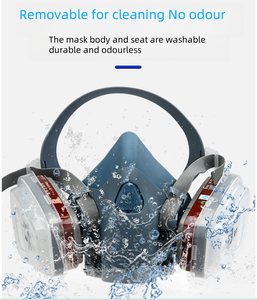 Masker Gas Respirator setengah wajah, pelindung wajah silikon dapat dicuci untuk helm las - Product Image 3