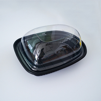 Boîte à glace transparente avec couvercle anti-buée en PS/OPS épaissi, emballage jetable pour pizza, hamburger, chewing-gum, sushi