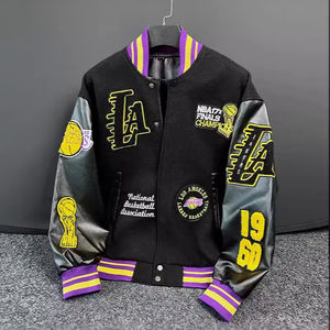 Chaqueta Universitaria de Béisbol Estilo Piloto Bordada en Cuero PU de Moda Urbana Hip-Hop para Hombre con Logotipo Personalizado Chaquetas Bomber de Cuero para Hombre - Product Image 1