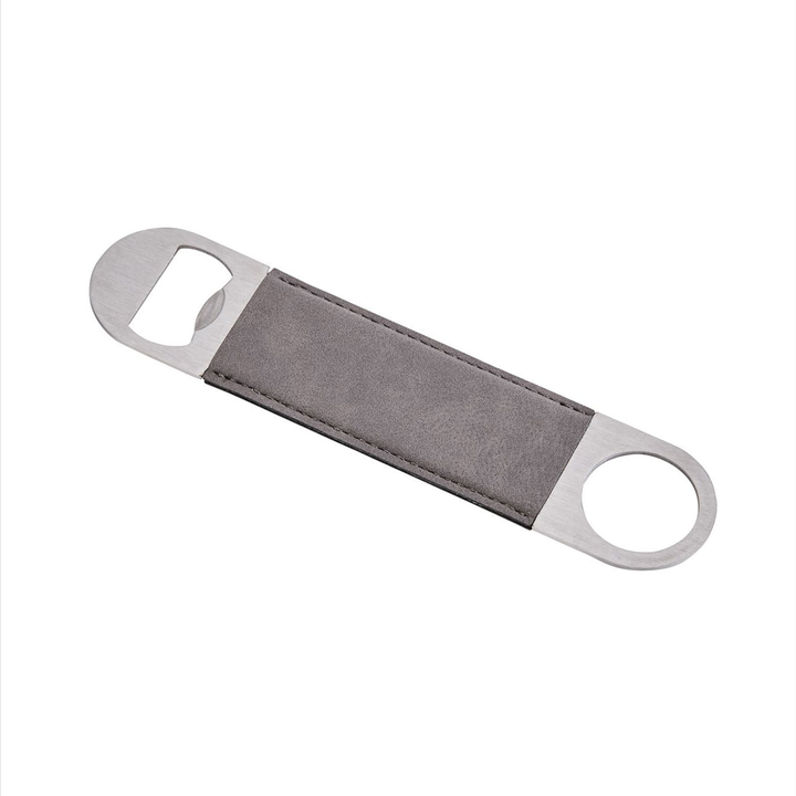 TD Customizable 3.5\" X 2\" Grey Leatherette Bottle Opener Metal Beer and Wine Opener with Logo for Promotional Gifts