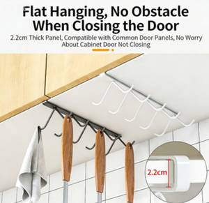 Organizzatore per Utensili da Cucina Senza Foratura, Gancio Appendibile Sotto Pensile per Spatole, <span class=keywords><strong>Mestoli</strong></span> e Tazze - Product Image 5