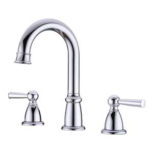 Robinet de lavabo en laiton chromé à double levier, 3 trous, finition nickel PVD, vente en gros - Product Image 1