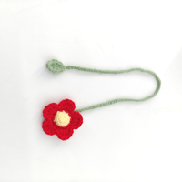 Nouveau marque-page créatif fait main au crochet, adorable marque-page tricoté en forme de fleur avec pompon, idéal pour les filles, breloque de sac, cadeau