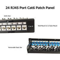 Panel Patch Jaringan Emas Kecepatan Tinggi Fangbei G6511-04008 Telecom Parts 1U Cat6A UTP Modular Rack Mount 24 Port Keystone Jack
