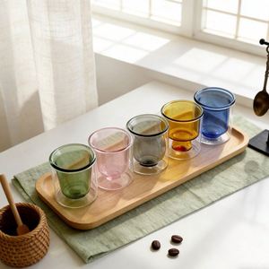 Taza de Té de Vidrio de Borosilicato de Doble Capa, Aislamiento Térmico, Anti-escaldaduras, Diseño Moderno sin Asa ni Tapa, para el Hogar - Product Image 1