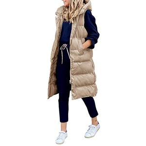 Manteau d'hiver Femmes Long Hooded Sleeveless Jacket Loose Fashion Warm Padded Vest - Product Image 4