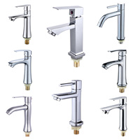 Robinet de lavabo moderne en laiton à trou unique avec valve d'eau froide en céramique, finition brossée pour toilettes et lavabos
