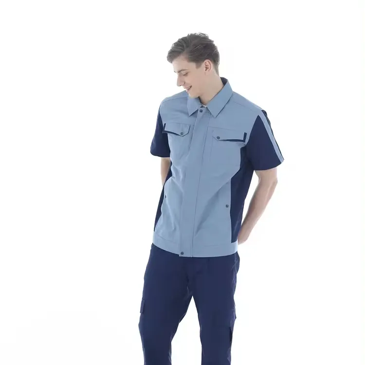 Vêtements de travail industriels d'uniformes fonctionnels antistatiques de coton des douilles courtes 100 pour les hommes