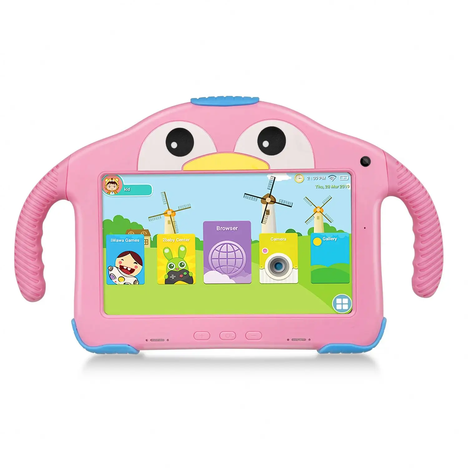 Tableta para niños de 3 a 7 años, 7 pulgadas, 16 GB, azul/rosa, funda a prueba de niños