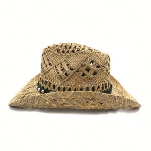 Sombrero de Vaquero de Plumas Cómodo y de Nuevo Estilo con Diseño de Sombrero de Paja Mexicano para Viajes, Pesca, Deportes y Uso Casual - Cuatro Estaciones - Product Image 4