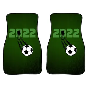 定制批发2022足球比赛印花图案汽车地垫防水聚酯2pcs汽车地垫地毯保护器