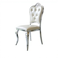 Chaise de salle à manger sans accoudoirs de style français de luxe, avec dossier en tissu et finition électroplaquée, idéale pour hôtels, mariages, banquets et dîners du soir