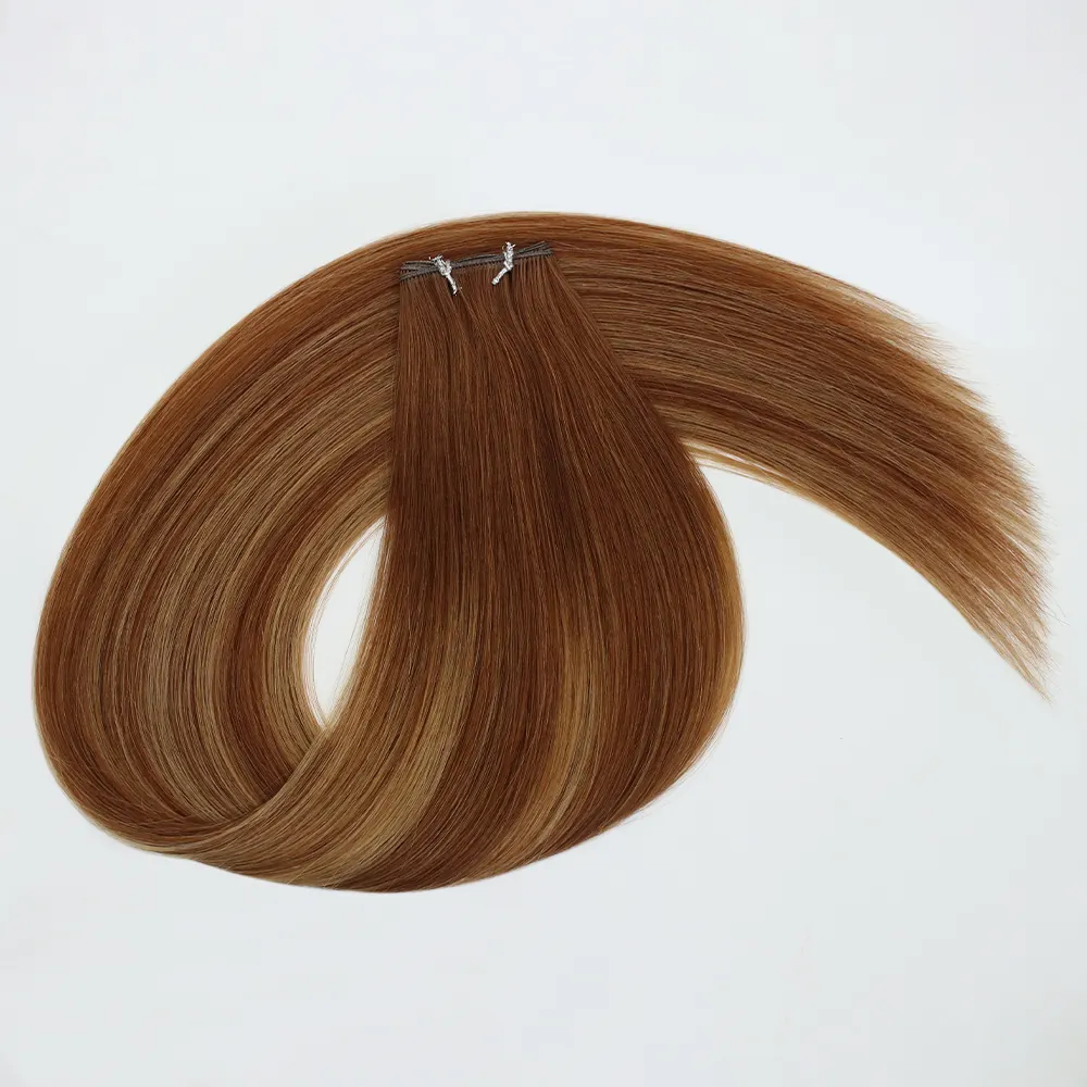 Fangcun Unprocessed Double Drawn Russian Genius Hair Extensions Thin Invisible No Return Hair Genius Weft
