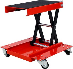 Elevador de tijera para motocicleta con ruedas, soporte de elevación, Gato de motocicleta resistente con plataforma ancha para una elevación fácil y segura - Product Image 1