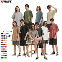 T-shirt Homme Ample à Manches Courtes en Coton Double Fil 230G de Haute Qualité 2025, Épaules Tombantes, Couleur Unie Personnalisable