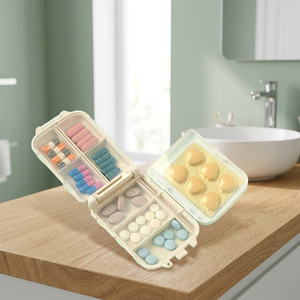 Ingtiger PB-128 Boîte à pilules portable quotidienne, petit organisateur hebdomadaire, étanche, en plastique, avec logo sérigraphié, pour le rangement des vitamines - Product Image 4