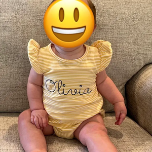 Flutter Sleeve pink Striped Cotton Newborn Baby Rompers Monogrammed Toddler Girl Summer Sunsuit Infant Baby <strong>Coming</strong> <strong>Home</strong> <strong>Outfit</strong> - Product Image 5