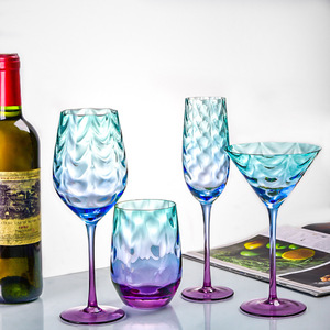 Style <span class=keywords><strong>scandinave</strong></span> verre à ondulation de l'eau tasse à <span class=keywords><strong>Cocktail</strong></span> créatif dégradé couleur ménage cristal verre vin rouge pour flûtes à Champagne - Product Image 2