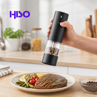 Moulin à sel et à poivre électrique, lot de 2, rechargeable par USB, noyau en céramique de qualité alimentaire, lumière LED, moulin à épices réglable pour la cuisine