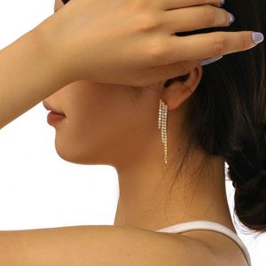 Dylam Personalized Fashion Design S925 Silver Rhodium 18K Gold Plated 5A Cubic Zirconia Irregular 3 Layers <b>Tassel</b> Stud <b>Earrings</b> - Product Image 4
