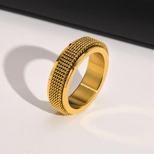 Minimalista Vintage Banhado A Ouro Casamento Casal Anéis Unisex Aço Inoxidável Homens Promessa Dedos Anel Conjuntos Personalizado Gravado Meninos - Product Image 3