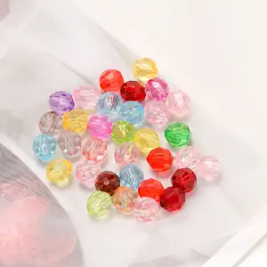Wholesale new in bulk 4mm 6mm 8mm 10mm Acrylic recycled Faceted irregular Round Shape Transparent Loose Beads with large hole
