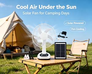 Ventilateur solaire mécanique portable électrique et solaire le plus vendu pour hôtel, avec USB et lumière - Product Image 5