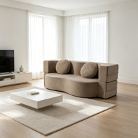 Canapé-lit modulaire deux places en tissu avec rembourrage en éponge, design moderne, pieds simples, mobilier de maison pour salon
