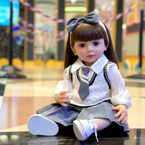 Muñeca de Simulación en Oferta, Muñeca Suave con Ojos Grandes, Cabello Rubio Largo, Linda y Bonita, Bebé <span class=keywords><strong>Reborn</strong></span> de 55 cm para Niña, Regalo de Cumpleaños - Product Image 2