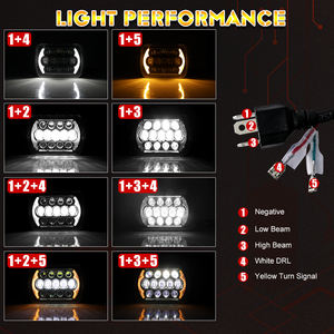 مصباح أمامي ليد عالي الطاقة وعمر خدمة طويل كهرماني أبيض Drl 75 واط شعاع منخفض عالي 7X6 بوصة مصابيح أمامية ليد للسيارات - Product Image 5